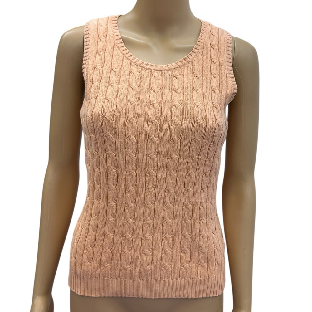 Vintage Gap Orange Cable Knit Sleeveless Pullover Sweater Vest Top Womens Medium